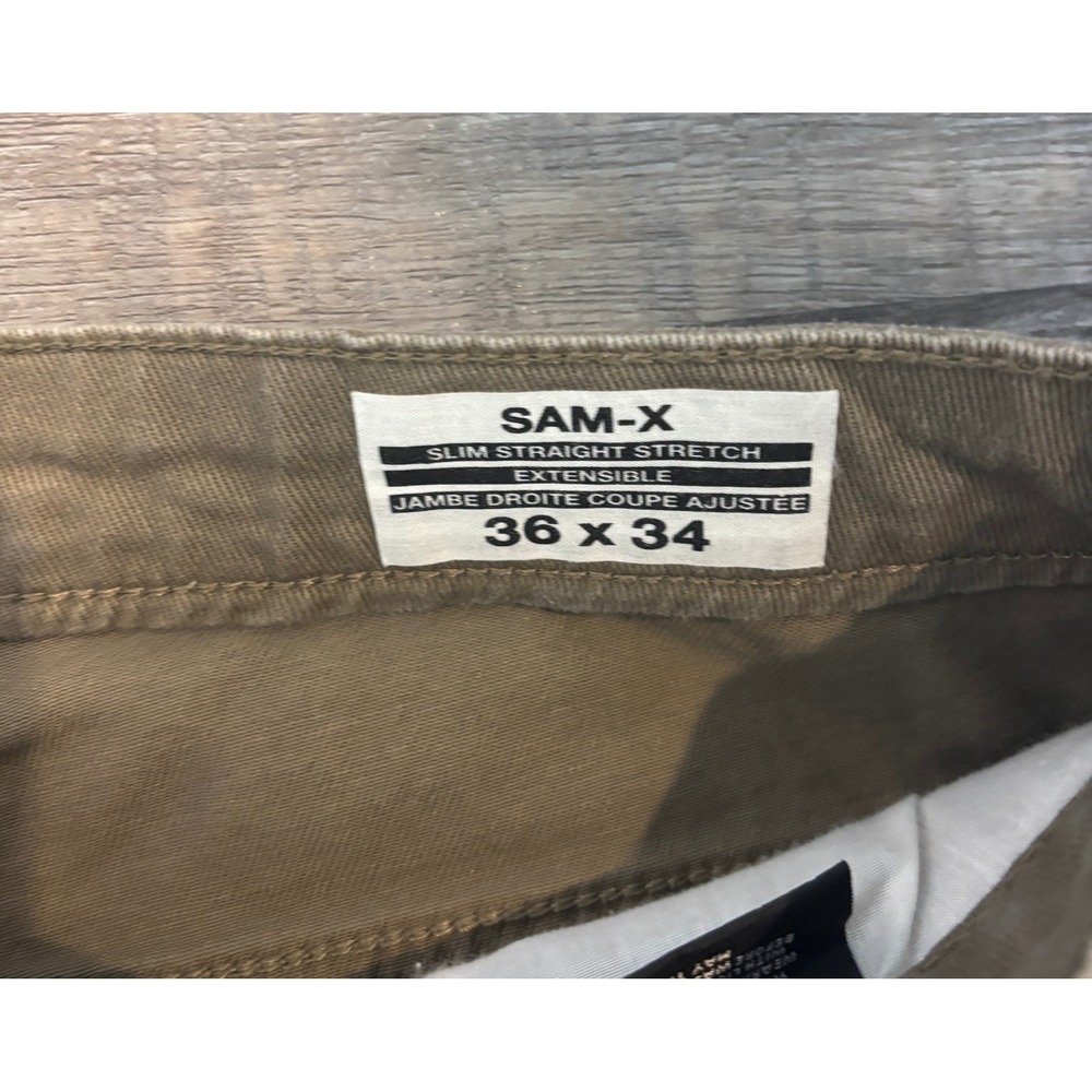 Buffalo David Bitton Sam-X Slim Straight Stretch Khaki Pants Mens 36x34 Tan - Picture 2 of 4